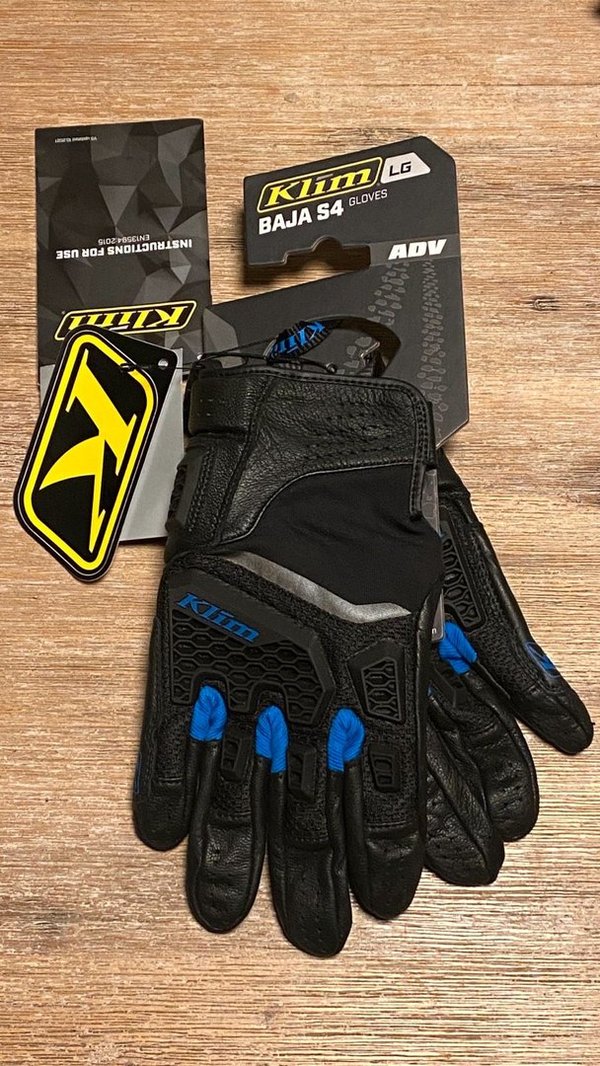 KLIM Baja S4 Handschuhe, Schwarz-kinetik Blue, Größe XL