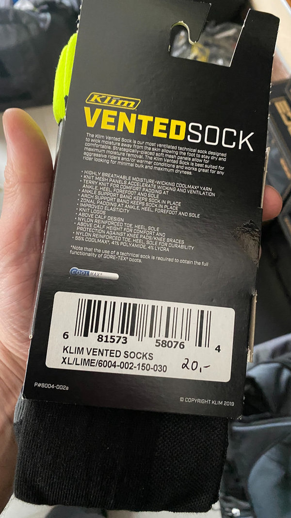 KLIM Vented Socks, Farbe: Hi-Vis, Größe: XL