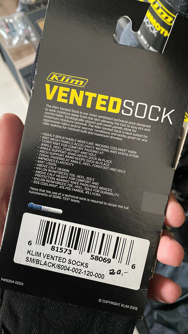 KLIM Vented Socks, Farbe: Black, Größe: S